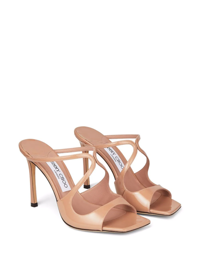Shop Jimmy Choo Anise 95mm Cut-out Detail Mules In Pink