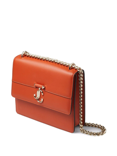 Shop Jimmy Choo Avenue Quad Leather Shoulder Bag In Orange