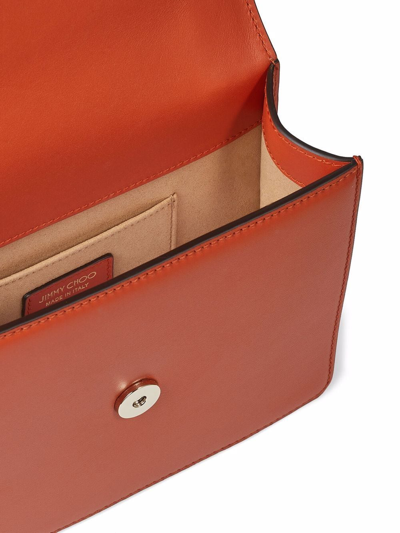 Shop Jimmy Choo Avenue Quad Leather Shoulder Bag In Orange