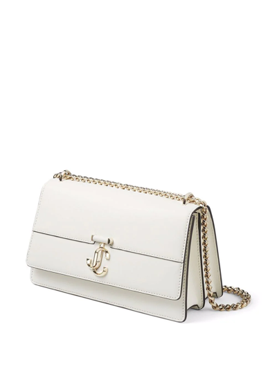 Shop Jimmy Choo Avenue Leather Shoulder Bag In White