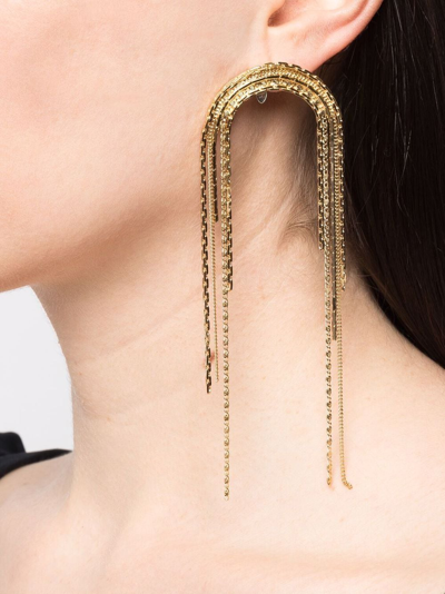 Wouters & Hendrix Serpentine Falling Chains Earrings In Gold