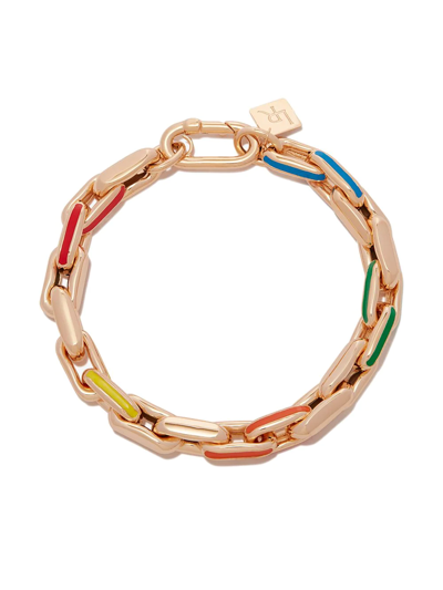 Lauren Rubinski 14kt Yellow Gold Rainbow Enamel Bracelet In Gold