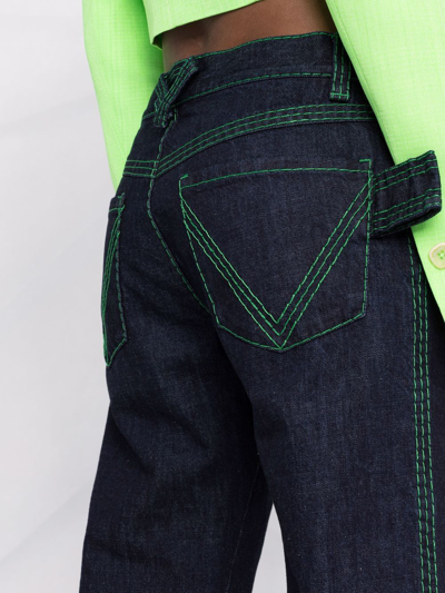 Shop Bottega Veneta Contrast-stitching Straight-leg Jeans In Blau