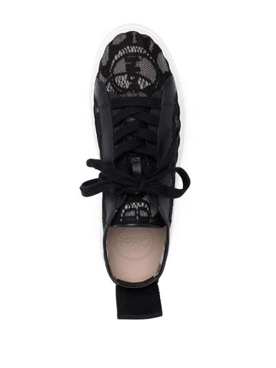 Shop Chloé Lauren Lace Low-top Sneakers In Black