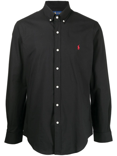 Shop Polo Ralph Lauren Polo Pony-embroidered Shirt In Black