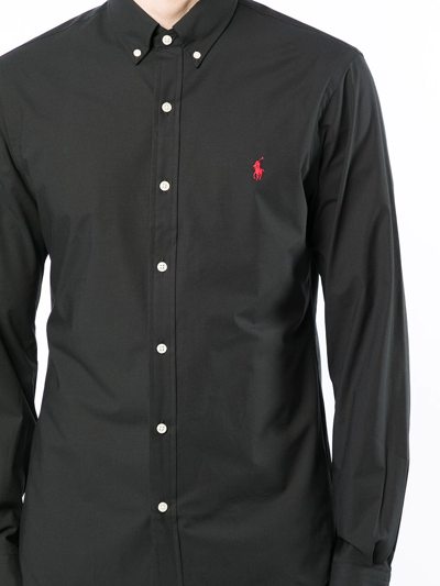 Shop Polo Ralph Lauren Polo Pony-embroidered Shirt In Black