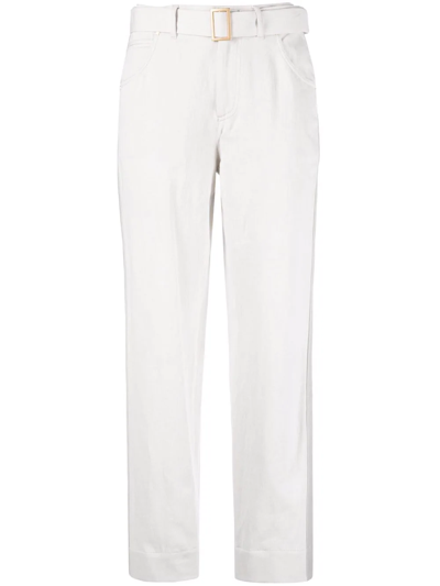 Shop Lorena Antoniazzi Belted Cropped Trousers In White