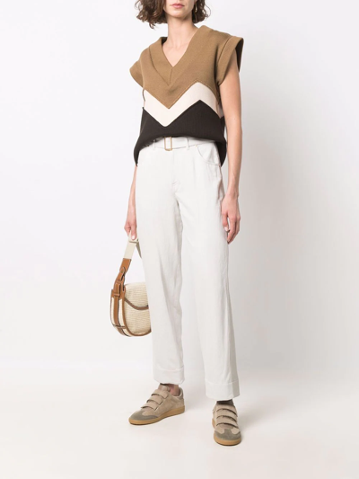 Shop Lorena Antoniazzi Belted Cropped Trousers In White