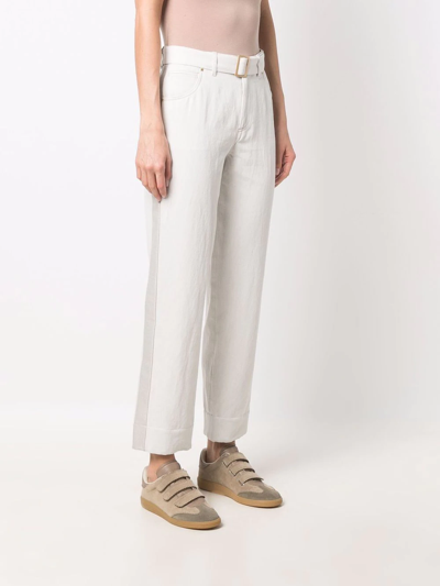 Shop Lorena Antoniazzi Belted Cropped Trousers In White