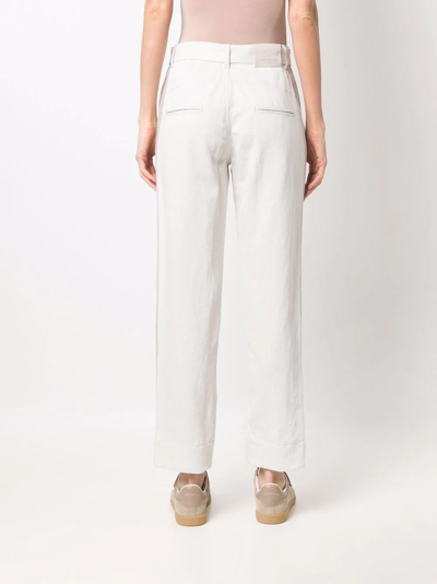 Shop Lorena Antoniazzi Belted Cropped Trousers In White