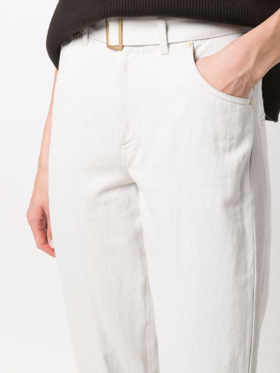 Shop Lorena Antoniazzi Belted Cropped Trousers In White