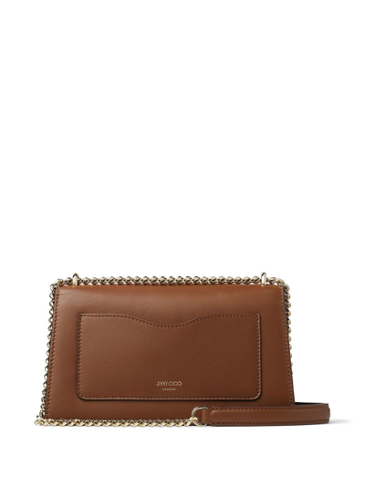 Shop Jimmy Choo Avenue Leather Shoulder Bag In Brown