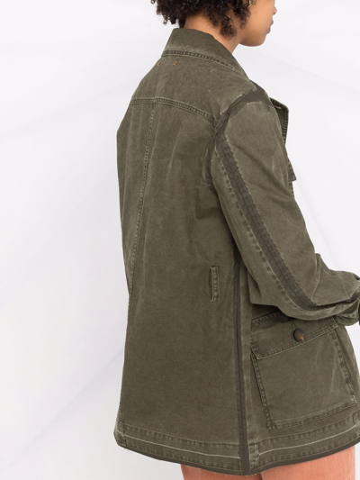 Shop Golden Goose Belted Cotton Military Jacket In Grün
