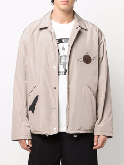 Just Don Patch-detail Shirt Jacket In Nude
