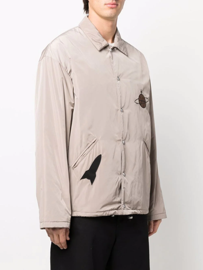 Shop Just Don Patch-detail Shirt Jacket In Nude