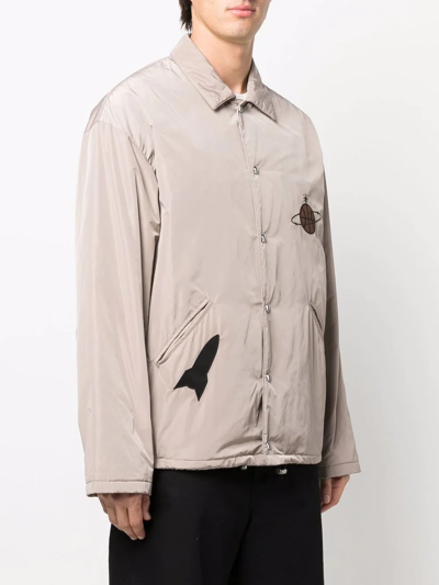 Just Don Patch-detail Shirt Jacket In Nude