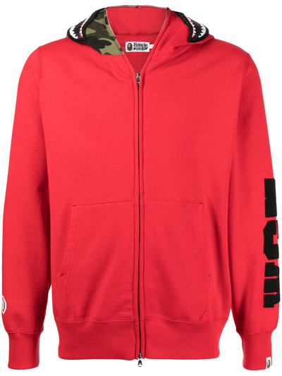 A Bathing Ape Camouflage Shark Full-zip Hoodie In Rot | ModeSens