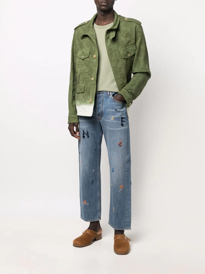 Shop Nick Fouquet Dip-dyed Jacquard Utility Jacket In Green