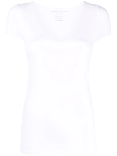 Shop Majestic V-neck T-shirt In Weiss