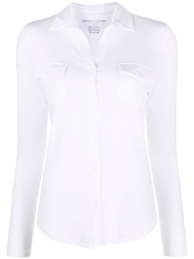 Shop Majestic Long-sleeve Shirt In Weiss
