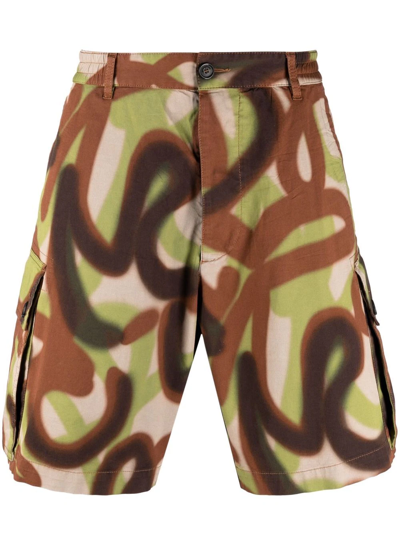 Shop Dsquared2 Spray-paint Cargo Shorts In Nude