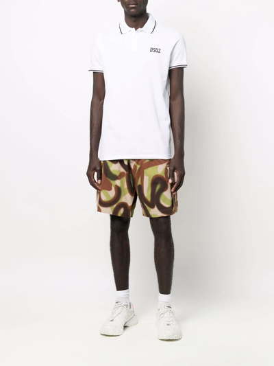 Dsquared2 Camouflage Pattern Cargo Shorts With Elastic Waistband In Nude