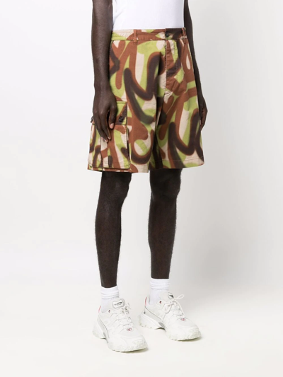 Dsquared2 Camouflage Pattern Cargo Shorts With Elastic Waistband In Nude