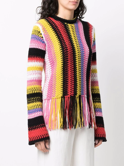 Shop Chloé Fringed Macramé-knit Jumper In Gelb