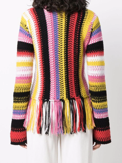 Shop Chloé Fringed Macramé-knit Jumper In Gelb