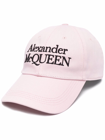 Shop Alexander Mcqueen Embroidered Logo Cap In Rosa