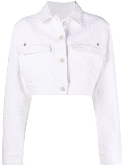 Shop Givenchy Embossed 4g-pattern Cropped Jacket In Weiss