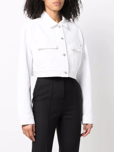 Shop Givenchy Embossed 4g-pattern Cropped Jacket In Weiss