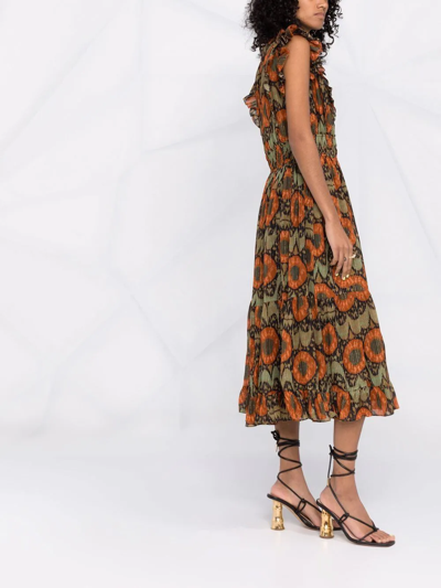 Shop Ulla Johnson Samara Flutter-sleeve Midi Dress In Neutrals