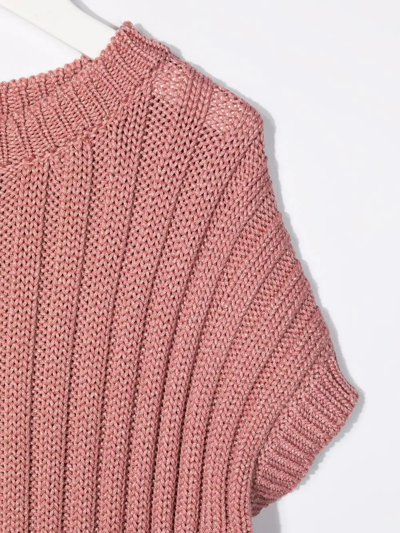 Brunello Cucinelli Pink Ribbed Knit Sweater In Pink