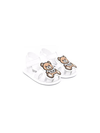 Shop Moschino Toy Bear Patch Sandals In White