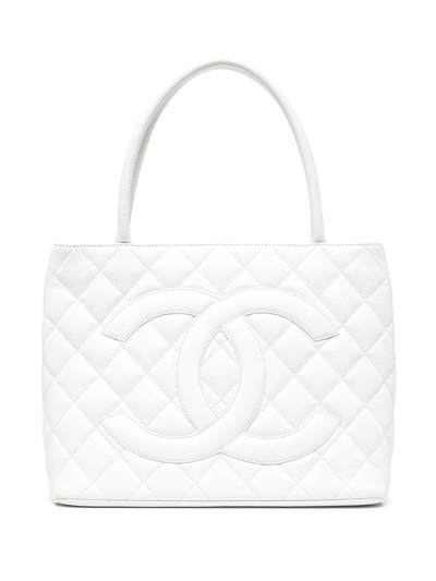 Pre-owned Medallion Tote Bag In White