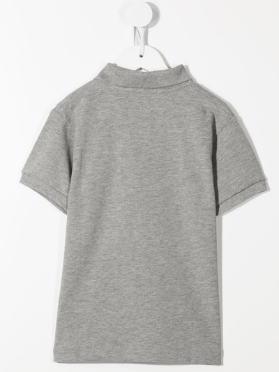Shop Comme Des Garçons Play Heart-logo Cotton Polo Shirt In Grey