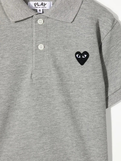 Shop Comme Des Garçons Play Heart-logo Cotton Polo Shirt In Grey