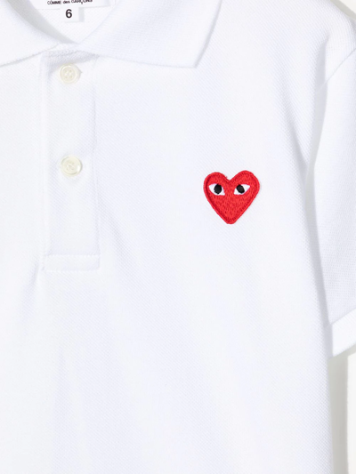Shop Comme Des Garçons Play Heart-logo Cotton Polo Shirt In White