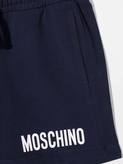 Shop Moschino Logo-print Shorts In Blue