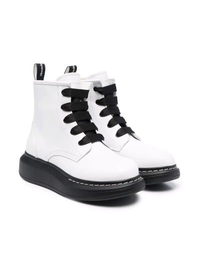 Shop Alexander Mcqueen Lace-up Leather Boots In White