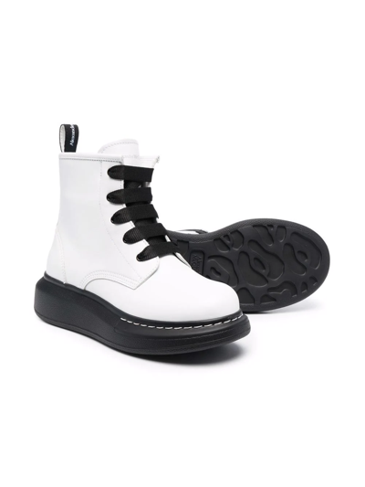 Shop Alexander Mcqueen Lace-up Leather Boots In White