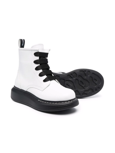 Alexander Mcqueen Lace-up Leather Boots In White