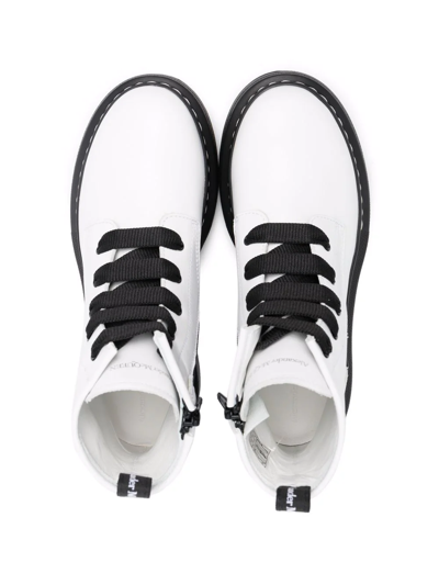 Alexander Mcqueen Lace-up Leather Boots In White