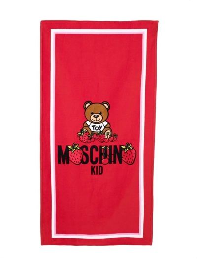 Shop Moschino Teddy Bear-print Beach Towel In Red