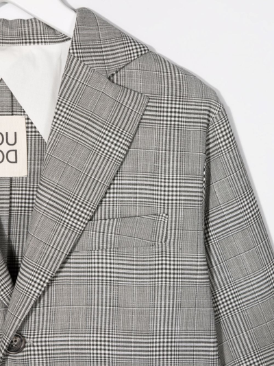 Shop Douuod Single-breasted Plaid Blazer In Grey