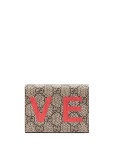 Shop Gucci Valentine's Day Gg Supreme Card Wallet In Neutrals