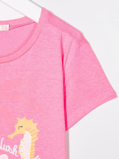 Shop Billieblush Seahorse-print Branded T-shirt In Pink