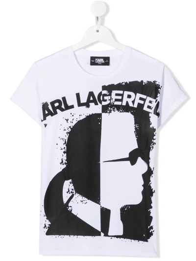 Shop Karl Lagerfeld Teen Logo-print Cotton T-shirt In White