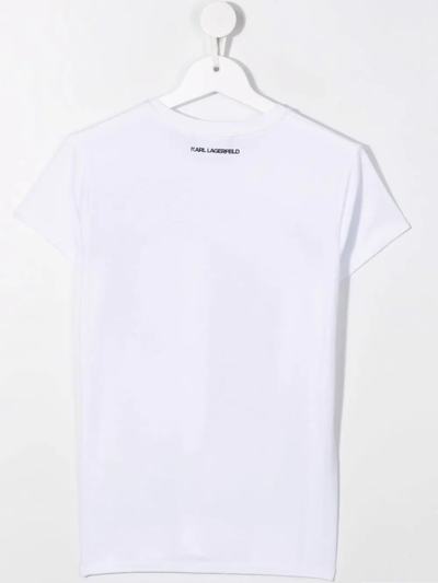 Shop Karl Lagerfeld Teen Logo-print Cotton T-shirt In White